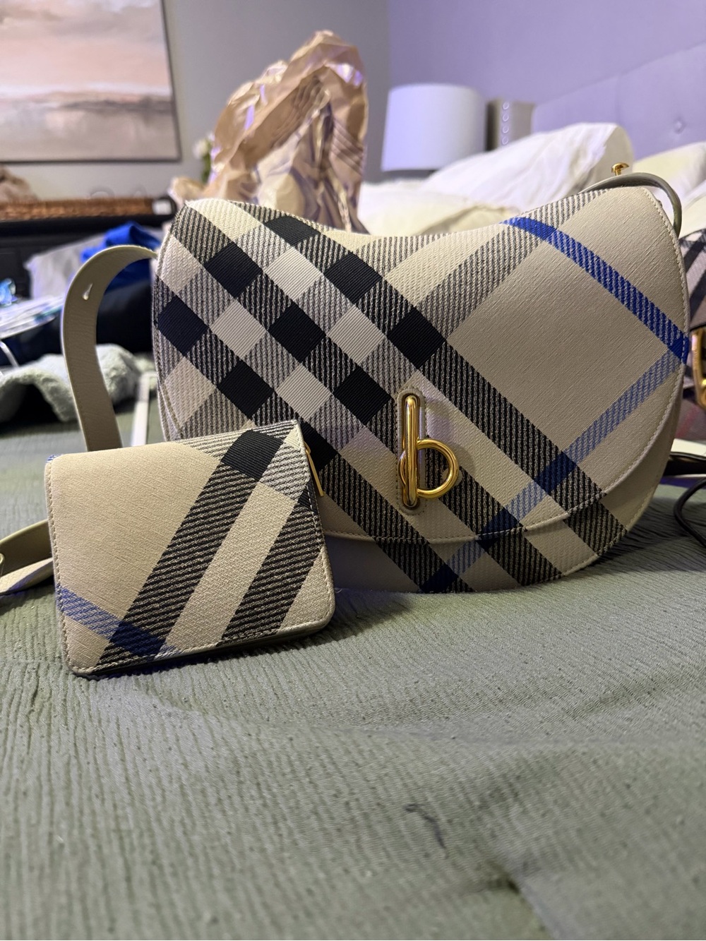 Burberry Rocking Horse Saddle Crossbody And Wallet - Color Lichen EUC
